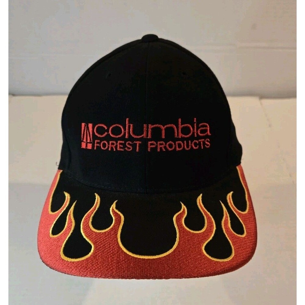 Columbia Forest Products Black With Red Lettering And Flames Adjustable Hat